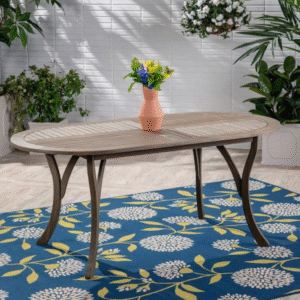 Hermosa Gray Oval Wood Outdoor Patio Dining Table